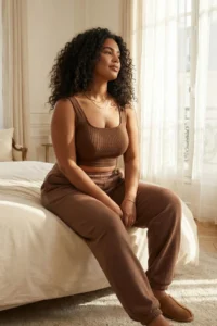 Trendyol Curve Brown seamless/Seamless Without underwire Wireless Flexible bralette Knitting Plus Size Bra - Image 2