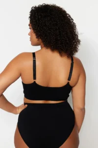 Trendyol Curve Black Sleeveless seamless Without underwire Wireless Flexible bralette Knitting Plus Size Bra - Image 5