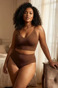 Trendyol Curve Brown seamless/Seamless Without underwire Wireless Flexible bralette Knitting Plus Size Bra
