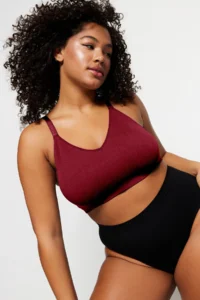 Trendyol Curve Burgundy Sleeveless seamless Without underwire Wireless Flexible bralette Knitting Plus Size Bra - Image 3