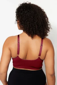Trendyol Curve Burgundy Sleeveless seamless Without underwire Wireless Flexible bralette Knitting Plus Size Bra - Image 8