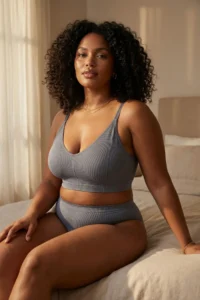 Trendyol Curve Gray Sleeveless seamless Without underwire Wireless Flexible bralette Knitting Plus Size Bra - Image 2