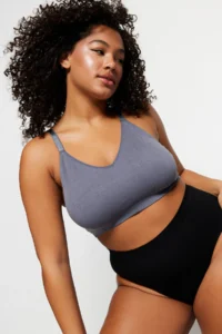 Trendyol Curve Gray Sleeveless seamless Without underwire Wireless Flexible bralette Knitting Plus Size Bra - Image 3