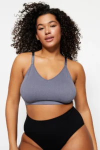 Trendyol Curve Gray Sleeveless seamless Without underwire Wireless Flexible bralette Knitting Plus Size Bra - Image 6
