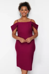 Trendyol Curve Purple Finike Weaving Plus Size Dress - Image 2