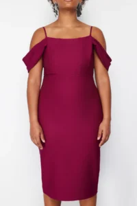Trendyol Curve Purple Finike Weaving Plus Size Dress - Image 5