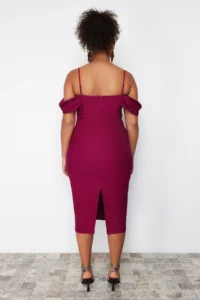 Trendyol Curve Purple Finike Weaving Plus Size Dress - Image 6
