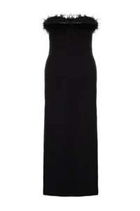 Trendyol Curve Black Sleeveless/Strapless Weaving Plus Size Party/Graduation/Evening Gown Dress - Image 8
