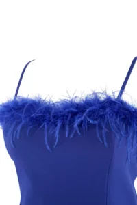 Trendyol Curve Saks Blue Sleeveless/Strapless Weaving Plus Size Party/Graduation/Evening Gown Dress - Image 2