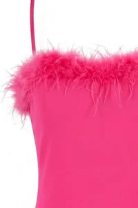 Trendyol Curve Fuchsia Ötrişli Sleeveless/Strapless Weaving Plus Size Party/Graduation/Evening Gown Dress - Image 2