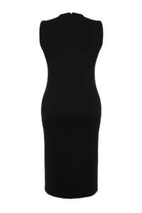 Trendyol Curve Black Slit Detailed Midi Knitting Plus Size Dress - Image 8