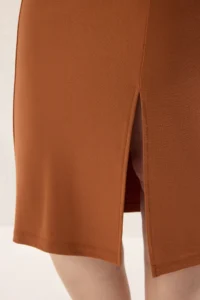 Trendyol Curve Brown Slit Detailed Midi Knitting Plus Size Dress - Image 4