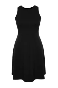 Trendyol Curve Black Stitching Detailed Mini Knitting Plus Size Dress - Image 7