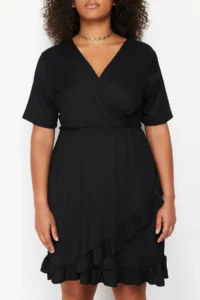 Trendyol Curve Black Double breasted with flywheel Knitting Dress Double breasted with flywheel Mini Knitting Dress - Image 4