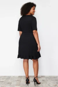 Trendyol Curve Black Double breasted with flywheel Knitting Dress Double breasted with flywheel Mini Knitting Dress - Image 6