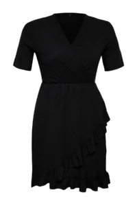 Trendyol Curve Black Double breasted with flywheel Knitting Dress Double breasted with flywheel Mini Knitting Dress - Image 7
