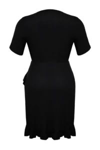 Trendyol Curve Black Double breasted with flywheel Knitting Dress Double breasted with flywheel Mini Knitting Dress - Image 8