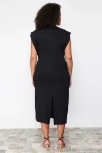 Trendyol Curve Black Crew Neck Midi Size Knitting Plus Size Dress - Image 3