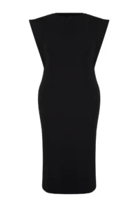 Trendyol Curve Black Crew Neck Midi Size Knitting Plus Size Dress - Image 7