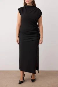 Trendyol Curve Black Ruffle Detailed Midi Knitting Dress - Image 3