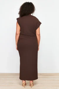 Trendyol Curve Brown Ruffle Detailed Midi Knitting Dress - Image 6