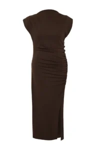Trendyol Curve Brown Ruffle Detailed Midi Knitting Dress - Image 7