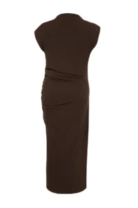 Trendyol Curve Brown Ruffle Detailed Midi Knitting Dress - Image 8