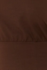 Trendyol Curve Brown Asymmetric Yaka slit Crepe Knitting Plus Size Dress - Image 8