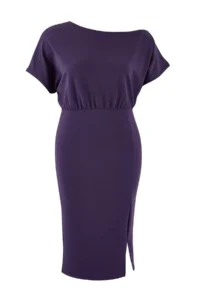 Trendyol Curve Purple Asymmetric Yaka slit Crepe Knitting Plus Size Dress - Image 5