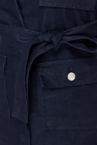 Trendyol Curve Dark Blue Belt Detailed Mini Size 100% Cotton Non-Stretch Denim Shirt Dress - Image 5