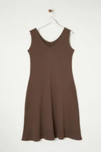Trendyol Curve Brown Ribbed A-line Midi Knitting Dress - Image 6