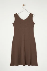 Trendyol Curve Brown Ribbed A-line Midi Knitting Dress - Image 8