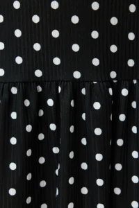 Trendyol Curve Black Polka Dot Printed Zero Sleeve with flywheel shift/Plain Mini Flexible Knitting Plus Size Dress - Image 5