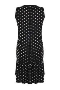 Trendyol Curve Black Polka Dot Printed Zero Sleeve with flywheel shift/Plain Mini Flexible Knitting Plus Size Dress - Image 8