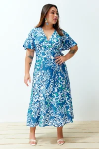 Trendyol Curve Multicolored Patterned A-Kesim/Life Weaving Dress - Image 2