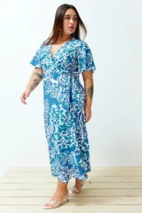 Trendyol Curve Multicolored Patterned A-Kesim/Life Weaving Dress - Image 3
