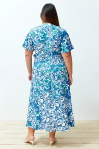 Trendyol Curve Multicolored Patterned A-Kesim/Life Weaving Dress - Image 7