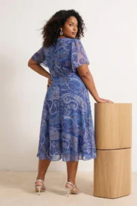 Trendyol Curve Navy Blue Siphon Weaving Plus Size Dress