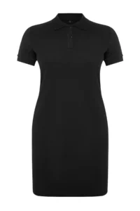 Trendyol Curve Black Polo Shirt Collar Mini Knitting Dress - Image 5