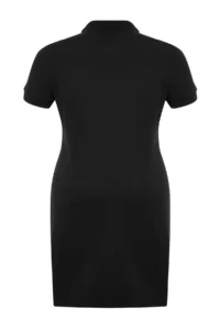 Trendyol Curve Black Polo Shirt Collar Mini Knitting Dress - Image 6
