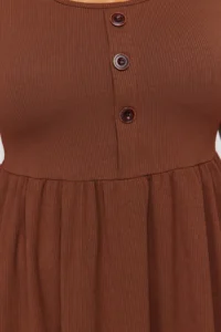 Trendyol Curve Brown Ruffle Detailed Midi Ribbed Knitting Dress - Image 4