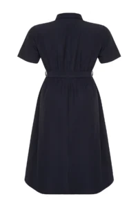 Trendyol Curve Navy Blue Belt Detailed Weaving Plus Size Dress - Image 8