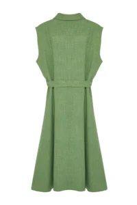 Trendyol Curve Mint Plus Size Beli Belted Weaving Shirt Dress - Image 3