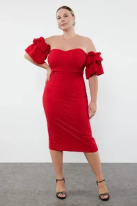 Trendyol Curve Rejection Body Sitting Rose with accessories Weaving Lined Evening Gown/Gece/Graduation Dress - Image 2