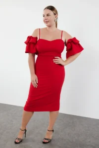 Trendyol Curve Rejection Body Sitting Rose with accessories Weaving Lined Evening Gown/Gece/Graduation Dress - Image 3