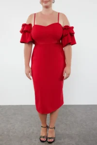 Trendyol Curve Rejection Body Sitting Rose with accessories Weaving Lined Evening Gown/Gece/Graduation Dress - Image 4
