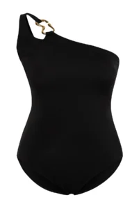 Trendyol Curve Black One Shoulder Accessory Detailed Plus Size Swimsuit - Image 8