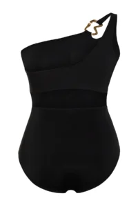 Trendyol Curve Black One Shoulder Accessory Detailed Plus Size Swimsuit - Image 9