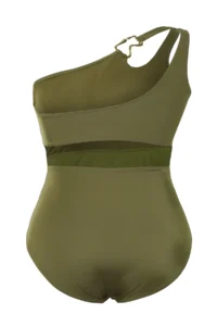 Trendyol Curve Green One Shoulder Accessory Detailed Plus Size Swimsuit - Image 9