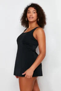 Trendyol Curve Black Square Neck Etekli Plus Size Swimsuit - Image 2
